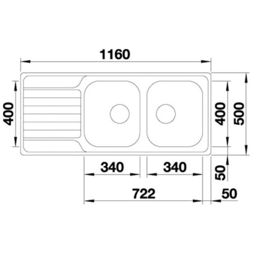 Kích thước chậu rửa bát inox Hafele Blanco – Dinas 8S 570.27.200