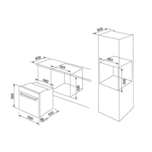 Kích thước lò nướng âm tủ MALLOCA EB-56ERCDG-P8BC15A