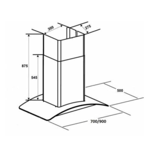 Kích thước máy hút khử mùi Kocher K-8370 70cm