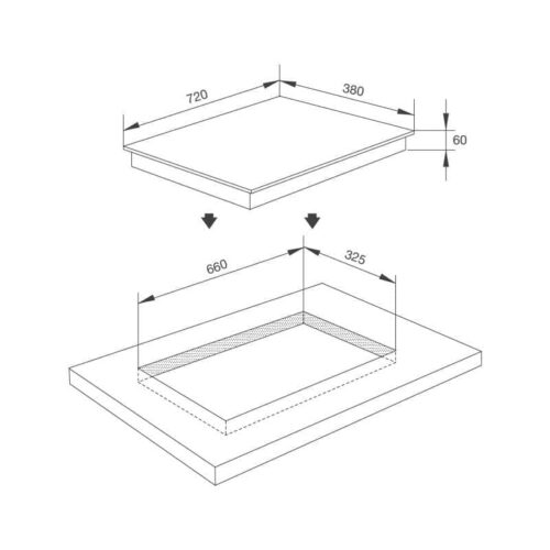 Kích thước bếp từ đôi Malloca MH-02I D