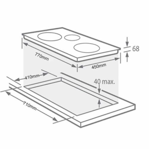 Kích thước bếp từ 3 vùng nấu Hafele HC-I773D 536.61.585