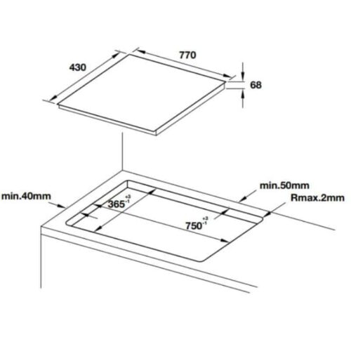 Kích thước bếp từ 3 vùng nấu Hafele HC-IF77D 536.61.665