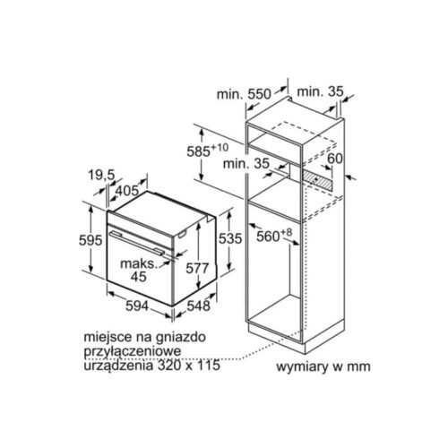 Kích thước lò nướng Bosch HBG636NS1