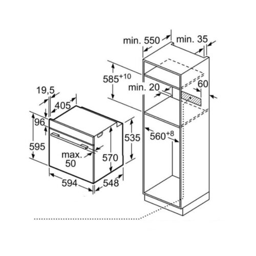 Kích thước lò nướng Bosch HBS534BS0B