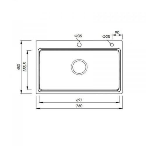 Kích thước chậu rửa bát Konox European KN7548SO