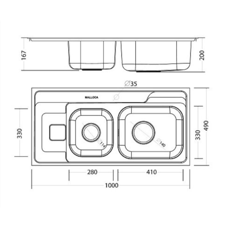 Chậu rửa bát Malloca MS 1005 New Chậu rửa bát Malloca MS 1005 New
