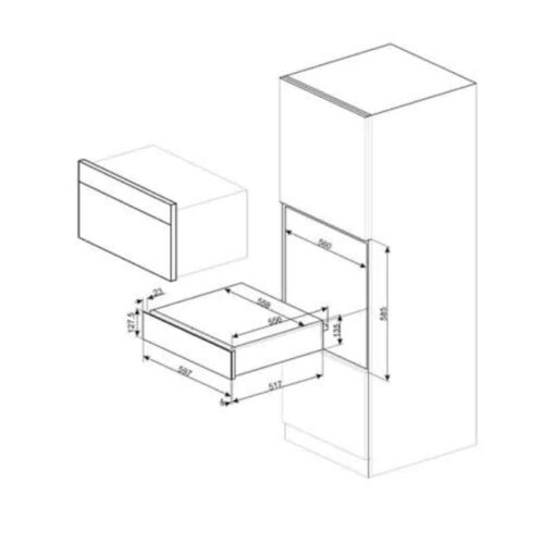 Kích thước khay giữ ấm, làm nóng thực phẩm Hafele LINEA 536.54.882