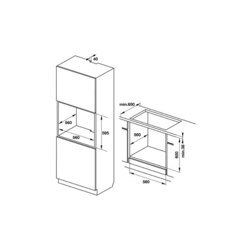 Kích thước lò nướng điện độc lập Hafele HO-F38A 538.01.210