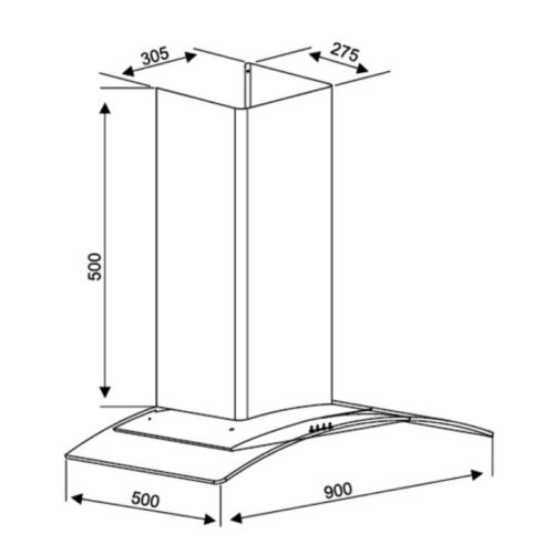 Kích thước máy hút mùi Kocher K-8390XS (90cm)