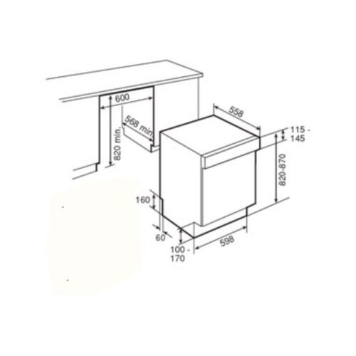 Kích thước máy rửa bát Malloca WQP12-9373D