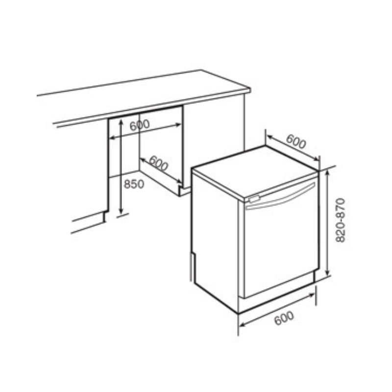 Kích thước máy rửa bát MALLOCA WQP12-J7215 Kích thước máy rửa bát MALLOCA WQP12-J7215
