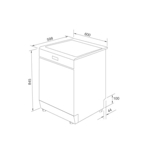 Kích thước máy rửa bát Malloca WQP12-J7223A