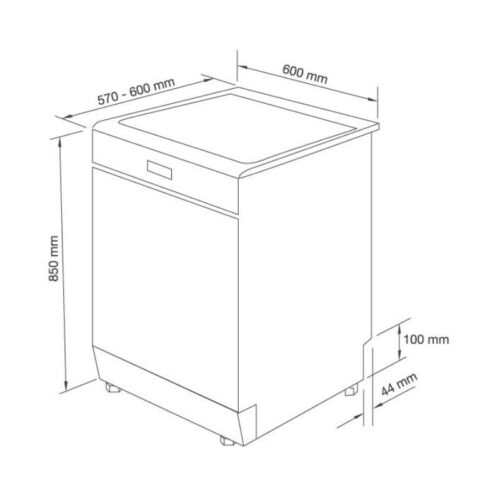 Kích thước máy rửa bát Malloca WQP12-J7227