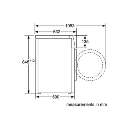 Kích thước máy sấy quần áo Bosch WTW87561SG