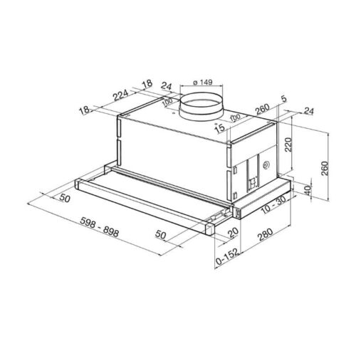 kích thước của máy hút mùi âm tủ Hafele Smeg KSET66VNE2 536.84.882