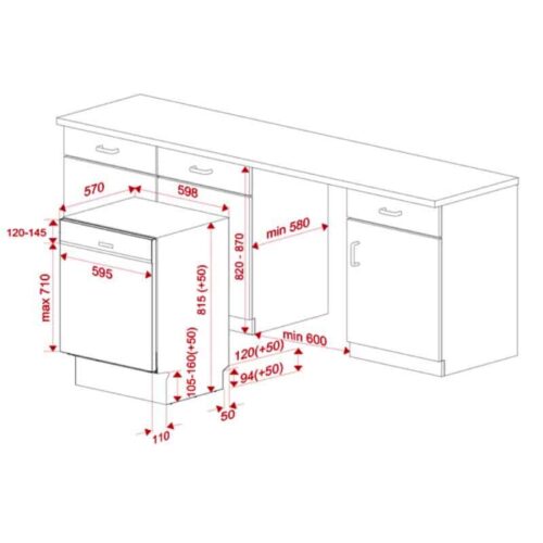 Kích thước Máy rửa bát Teka DW DSI 46750 220 50 SS