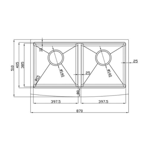 Kích thước chậu rửa bát Konox Workstation - Apron Sink KN8751DA Curve