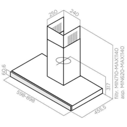 Kích thước máy hút mùi Elica JOY WHIX/A/90