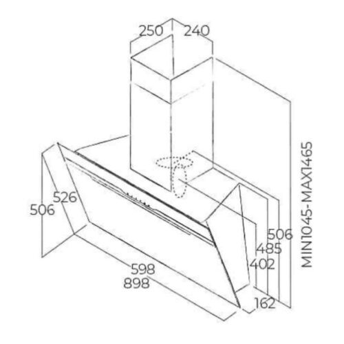 Kích thước máy hút mùi Elica MAJESTIC BL/A/90