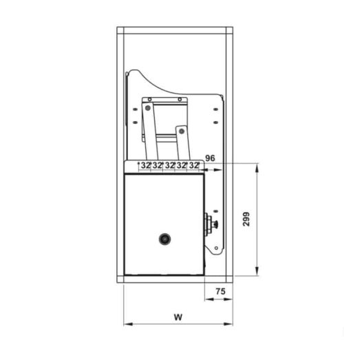 Kích thước Giá bát nâng hạ kèm ống đựng đũa Hafele 504.76.142