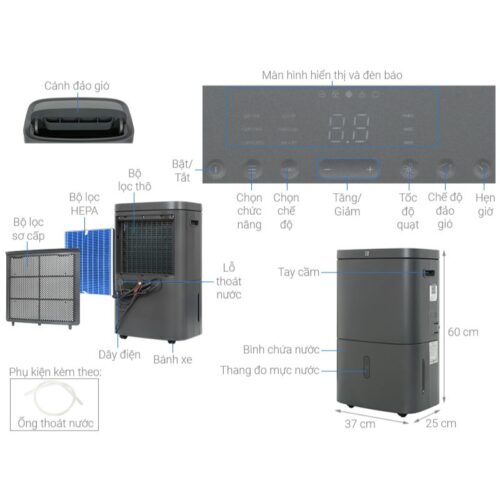 Kích thước máy hút ẩm kết hợp lọc không khí Electrolux EDH12TRBD2