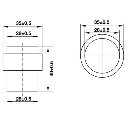 Kích thước của Chặn cửa gắn sàn Hafele 937.56.403