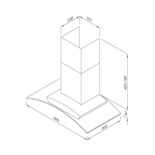 Kích thước máy hút mùi áp tường MALLOCA MC 1090