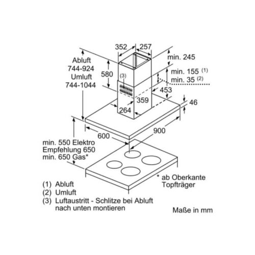 Kích thước máy hút mùi đảo BOSCH DIB97JP50