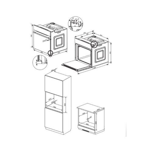 Thiết kế lắp đặt của lò nướng âm tủ 77L Fagor 8H-115BMsXA