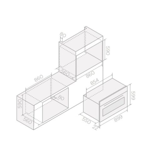 Kích thước lò nướng âm tủ 115L Elica VIRTUS MULTI 90 TFT – PRF0191768