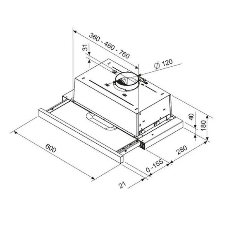 Kích thước máy hút mùi âm tủ Samsung NK24M1030IS/UR Kích thước máy hút mùi âm tủ Samsung NK24M1030IS/UR