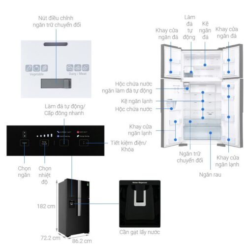 bang dieu khien tu lanh 4 canh inverter 540 lit hitachi fw690pgv7x gbk